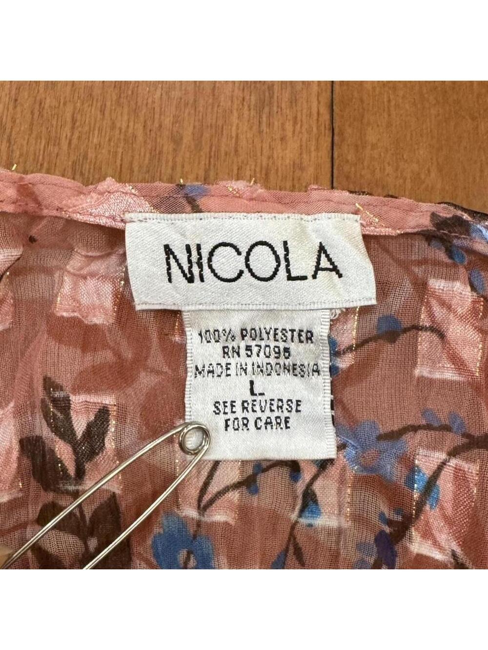 SOLD Sheer floral open blouse Sz. L - Picture 3 of 4